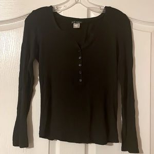 Venus black ribbed long sleeve top